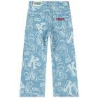 Girls Blue Denim Varsity Logo Jeans, 1, hi-res